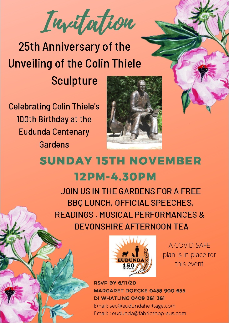 15th Nov 2020 - 25th Anniversary Sculpture Unveiling & Colin Thiele's 100th Birthday